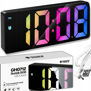 Hodiny Teplomer ALARM Elektronický LED RGB alarm